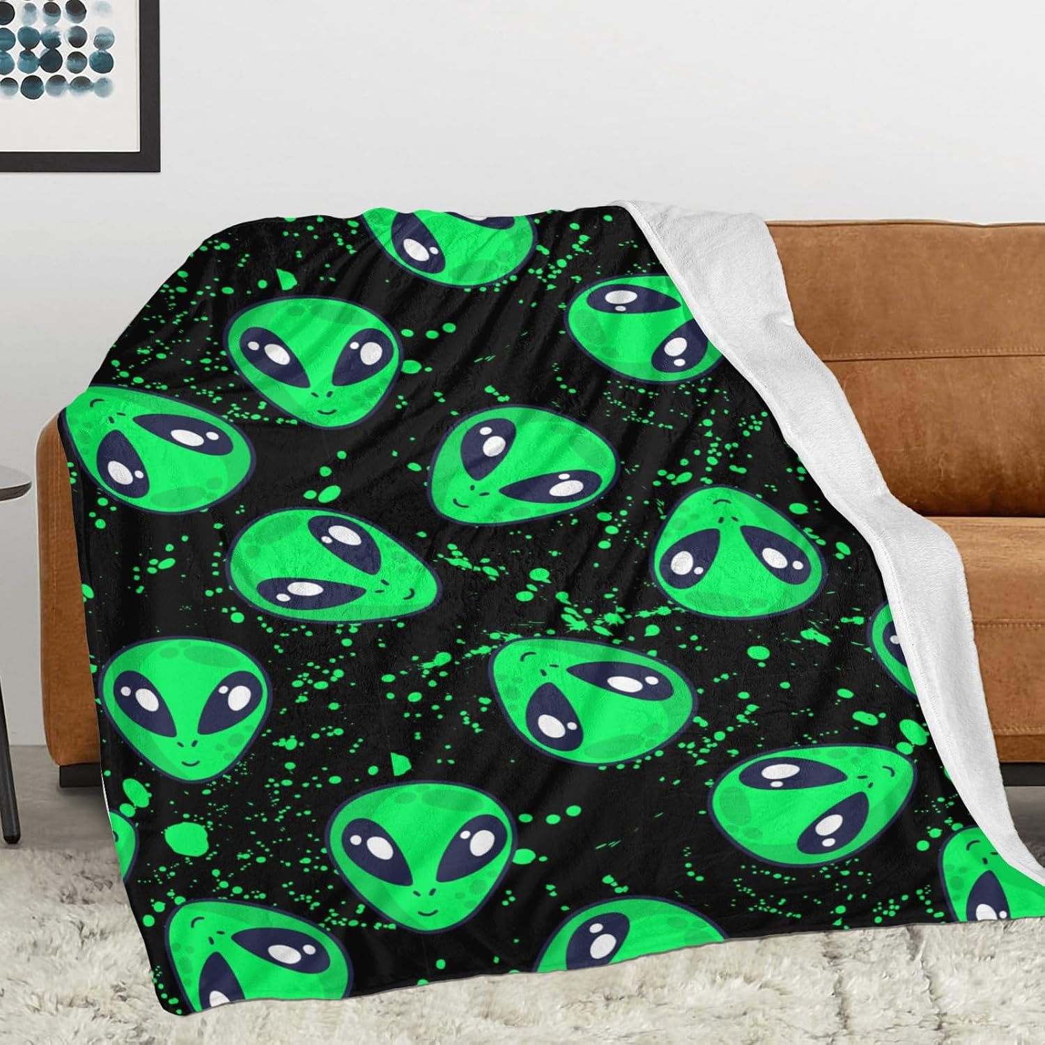 Crazy Aliens Throw Blanket for Couch, Cozy Flannel Warm Blanket, Super Soft Lightweight Blankets for Bedroom Travel Camping Gifts 50" x 40" - Image 2