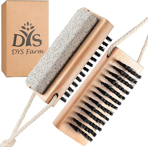 Miniatura 8 de Cepillos de uñas para limpiar las uñas con cerdas rígidas  Cepillo de madera para uñas, cepillo de pies con piedra pómez para limpiar pies y manos,