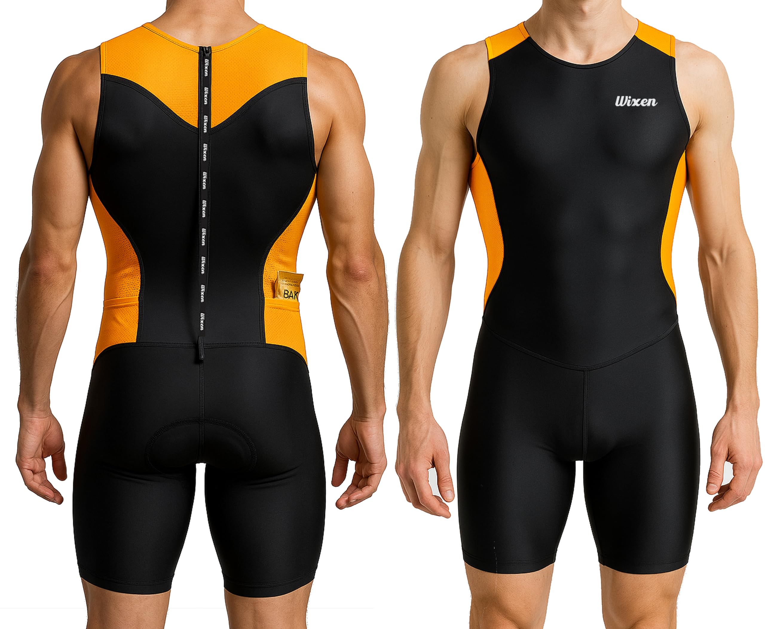 Wixen Men's Performance Triathlon Suit Sleeveless Tri Suit Padded Quick Dry Run Swim Bike