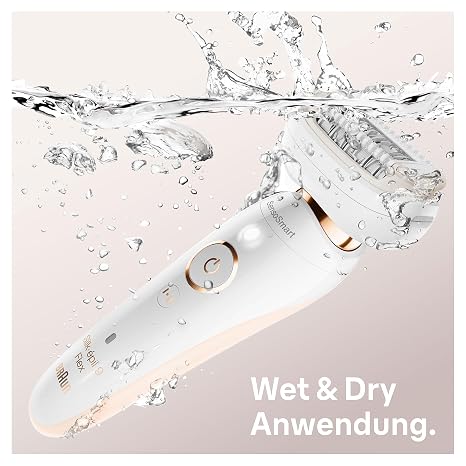 brown silk-épil 9 flex 9100 beauty set - epilator for women with flexible head for easier hair removal white / gold