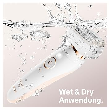 brown silk-épil 9 flex 9100 beauty set - epilator for women with flexible head for easier hair removal white / gold