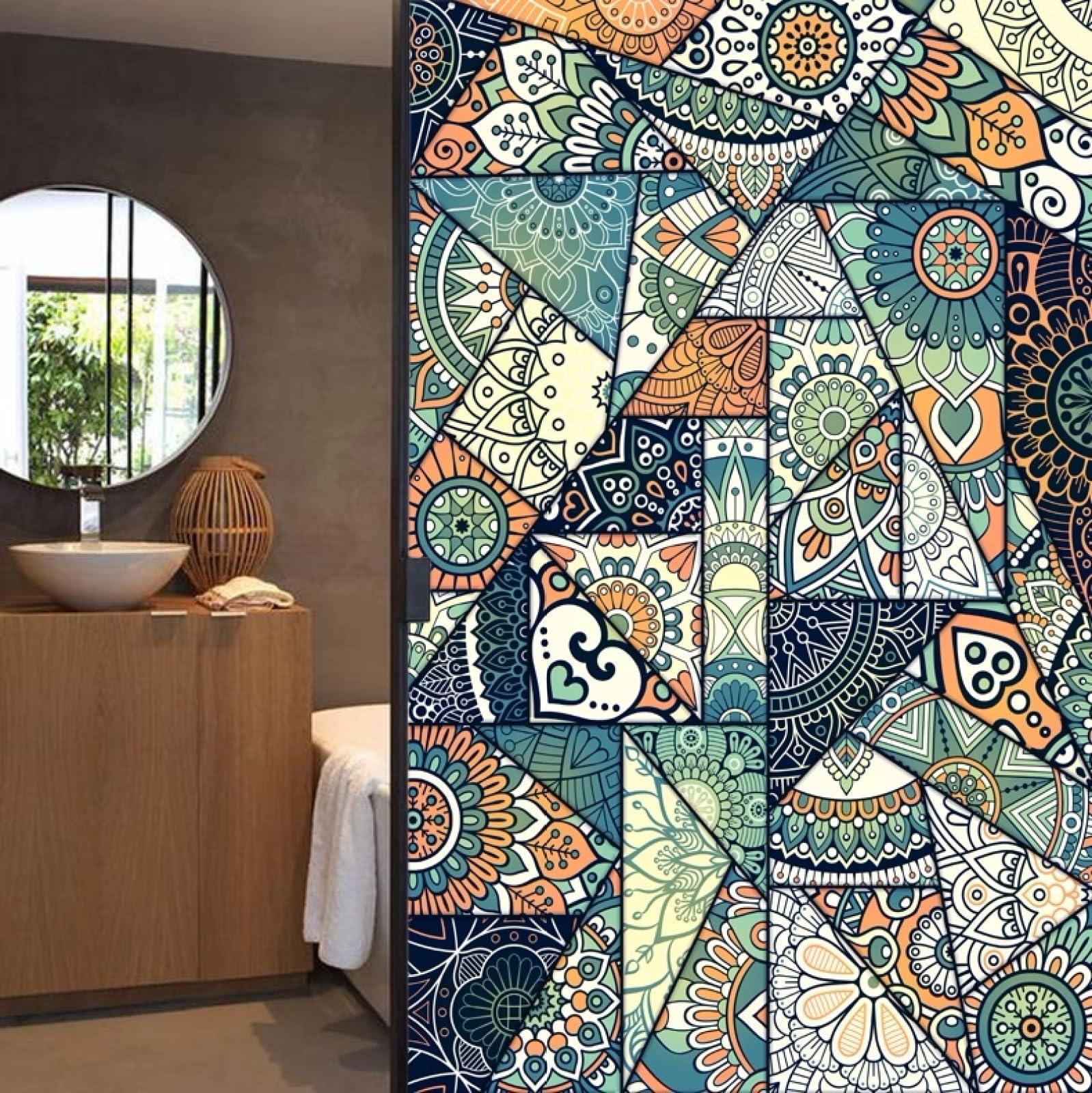 Pellicola Vetri Finestre 90X200CM Irregolare Pellicola Adesiva Per Vetri Oscurante,Autoadesiva,Pellicole Per Vetri Anti Uv,Privacy Finestre Per Casa/Ufficio