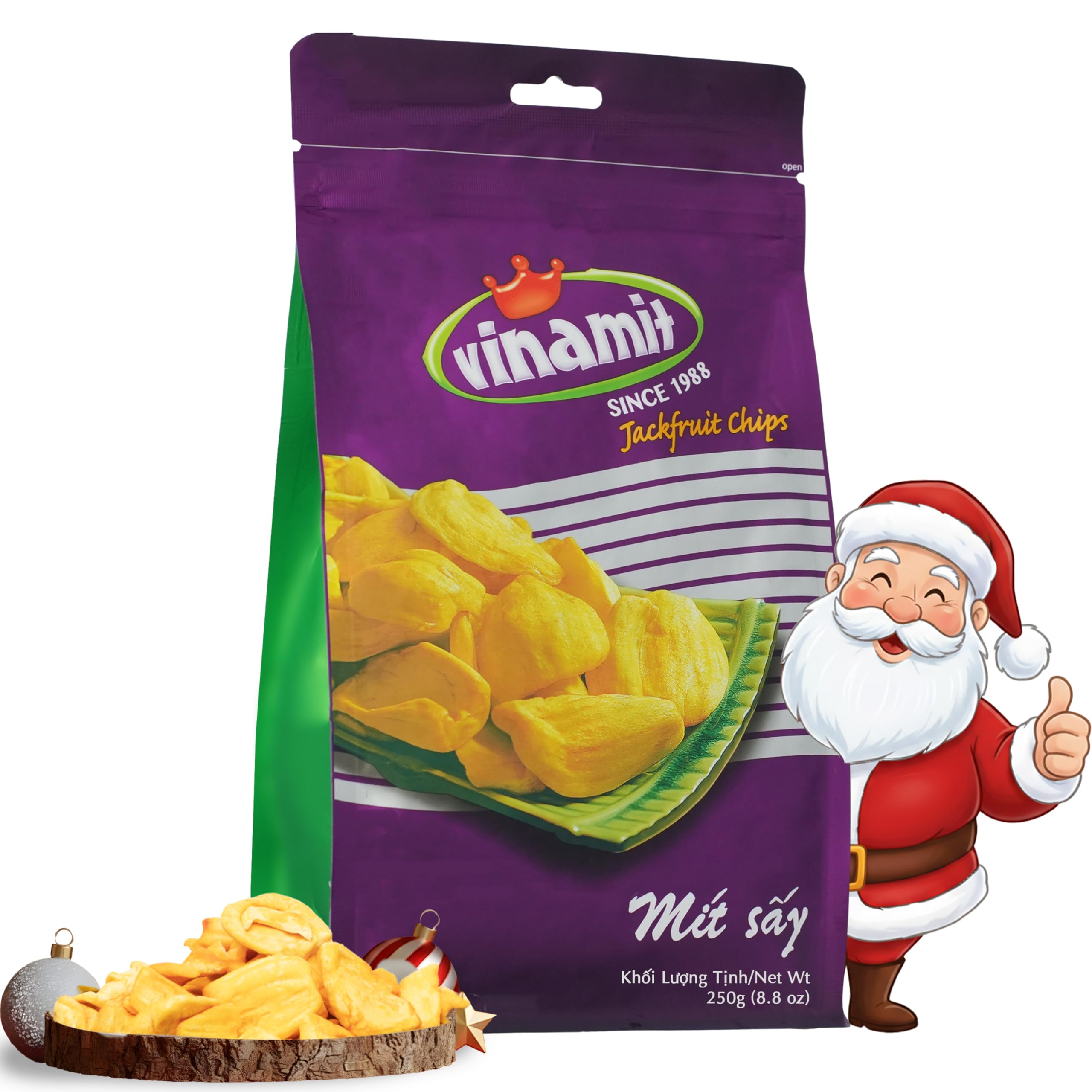 Vinamit Dried Jackfruit Chips | Vacuum Fried Dried Jackfruit | 8.8 oz Bag | Naturally Sweet & Crispy | Gluten-Free, Vegan, Non GMO | High Fiber Snack | Perfect for Gifting, Travel, Clean Eating