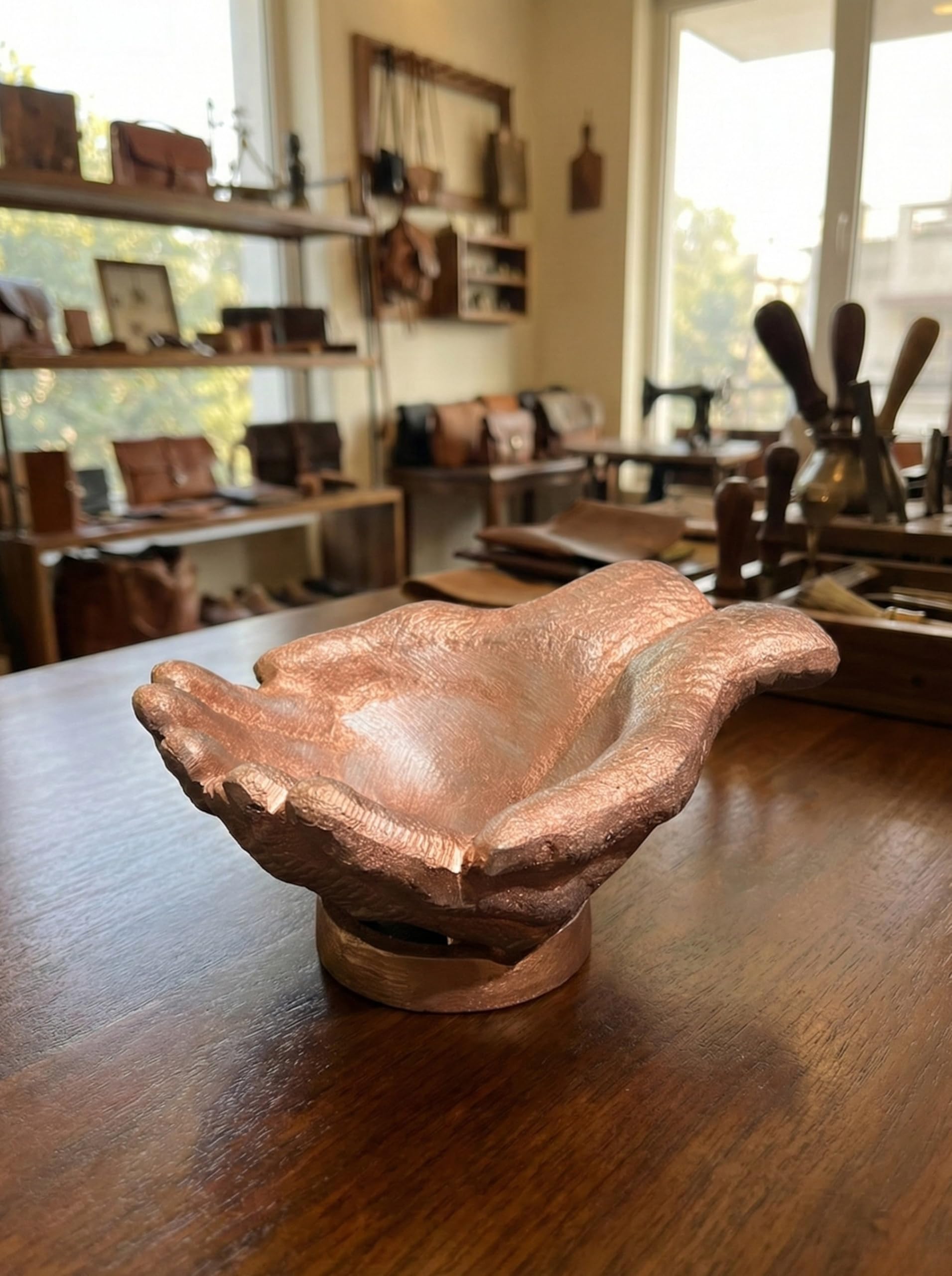 Copper Antique Caring Cupped Hands Shaped Decorative Hand Bowl-Cute Catch All Trinket Tray-Candy Dish Offering Stand-Home Decor Hand Jewellery Holder-Mother’s Day Birthday Christmas Gift