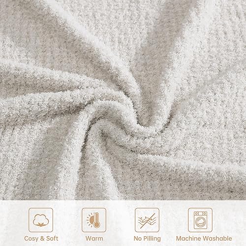 Miniatura 4 de Manta de punto para sofá, cama, sofá, manta suave y cálida de 350 GSM, acogedora manta de felpilla de otoño, ligera y transpirable (color gris topo,
