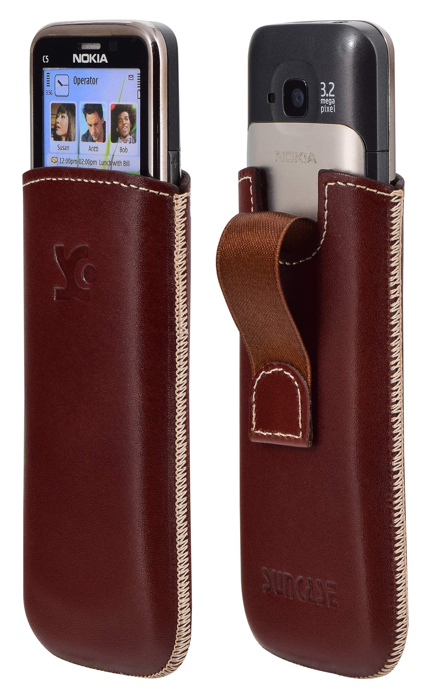 Suncase Custodia Originale In Vera Pelle Per Nokia 2660 Flip – Colore Marrone Antico, Con Chiusura Magnetica E Passante Per Cintura - 6