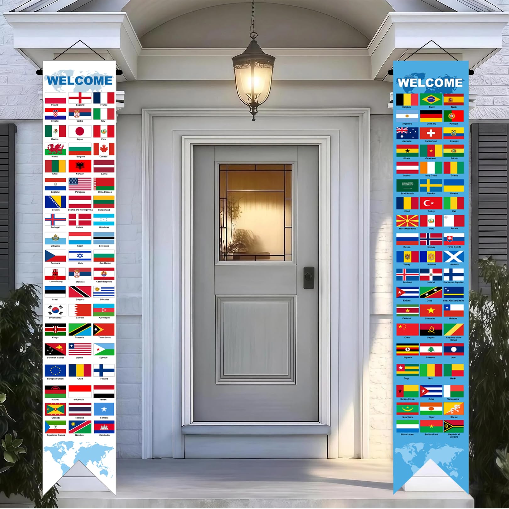 Flankor 2 Pcs International World Flags Decorations World Bunting Porch Sign Banner Country Flag Soccer Party Supplies for 2026 Soccer Sports,Sports Events Bar Birthday Party Classroom Decoration
