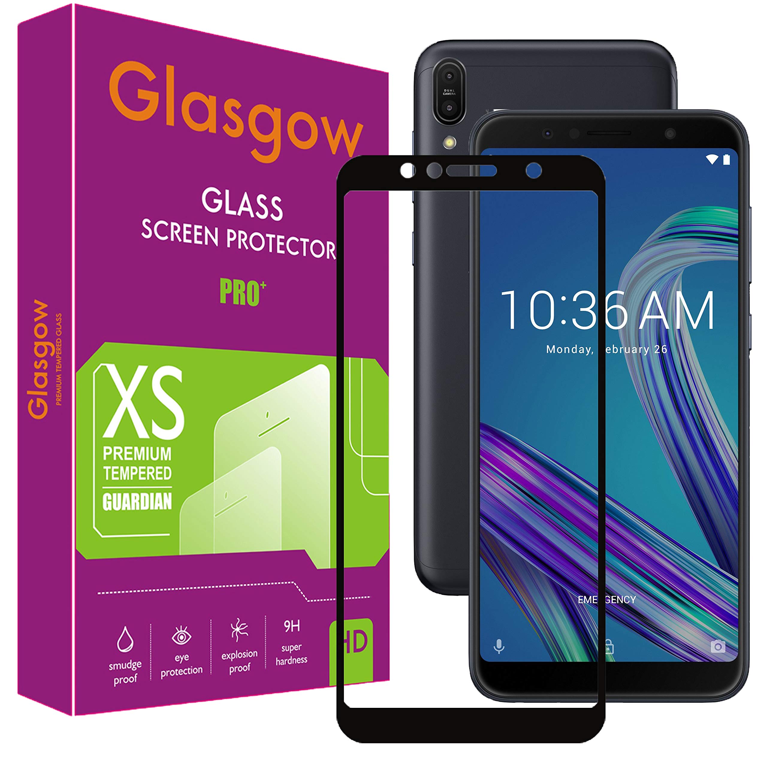 Glasgow 9H+ High Definition [HD] Tempered Glass for Asus ZenFone Max Pro M1 Screen Protection Premium Product [Curved Edges] [Gorilla] - Black (B07X3TNKFL) Amazon Price History, Amazon Price Tracker