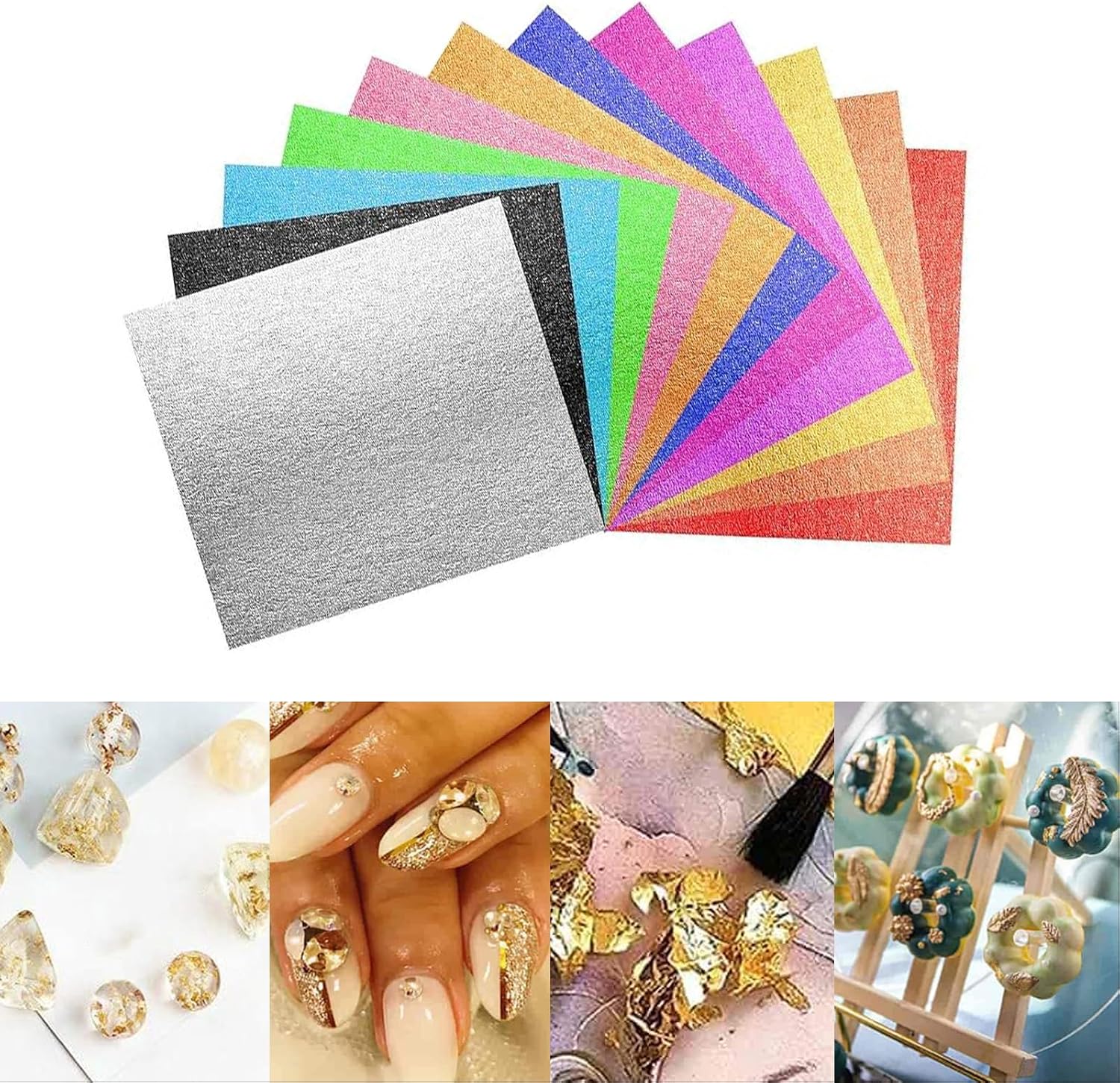 240 Sheets Imitation Gold Leaf Paper for Arts, 12 Colors Craft Gold Foil Sheets, for Gilding, Artistic Work, Painting with Decorations, Furniture, Nails, Eyes, 3.1x3.3in