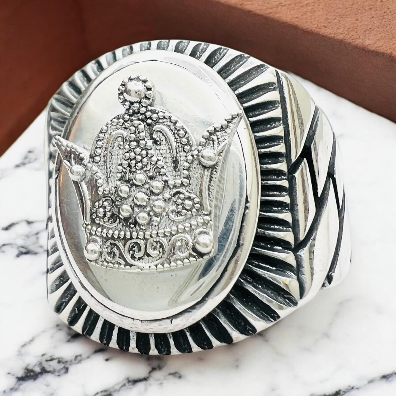 Unisex Persian Persia Imperial Pahlavi coat of arm Crown Taj Mohammad reza shah pahlavi farah diba shah 925 silver ring