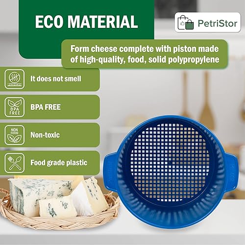 Miniatura 6 de Molde de queso para hacer queso con seguidor de 1/2 galón azul - Suministros para hacer queso - Molde para queso - Molde para Queso Casero - Molde