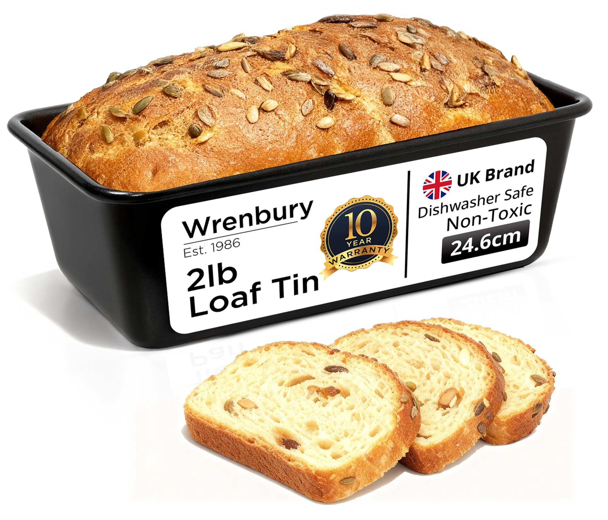 Pro 2lb Loaf Tin with 10 Year Guarantee - Carbon Steel Large Bread Pan 1kg for Baking Delicious Lemon Drizzle Cake - Air Fryer 2 lb Baking Tray