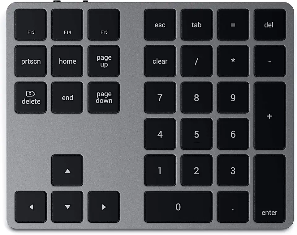 Satechi Teclado Numérico Estendido Bluetooth - Teclado numérico fino recarregável de 34 teclas - Para M2/M1 MacBook Pro/Air, M2/M1 iPad Pro/Air, M2 Mac Mini, iMac M1 (Cinza Espacial)