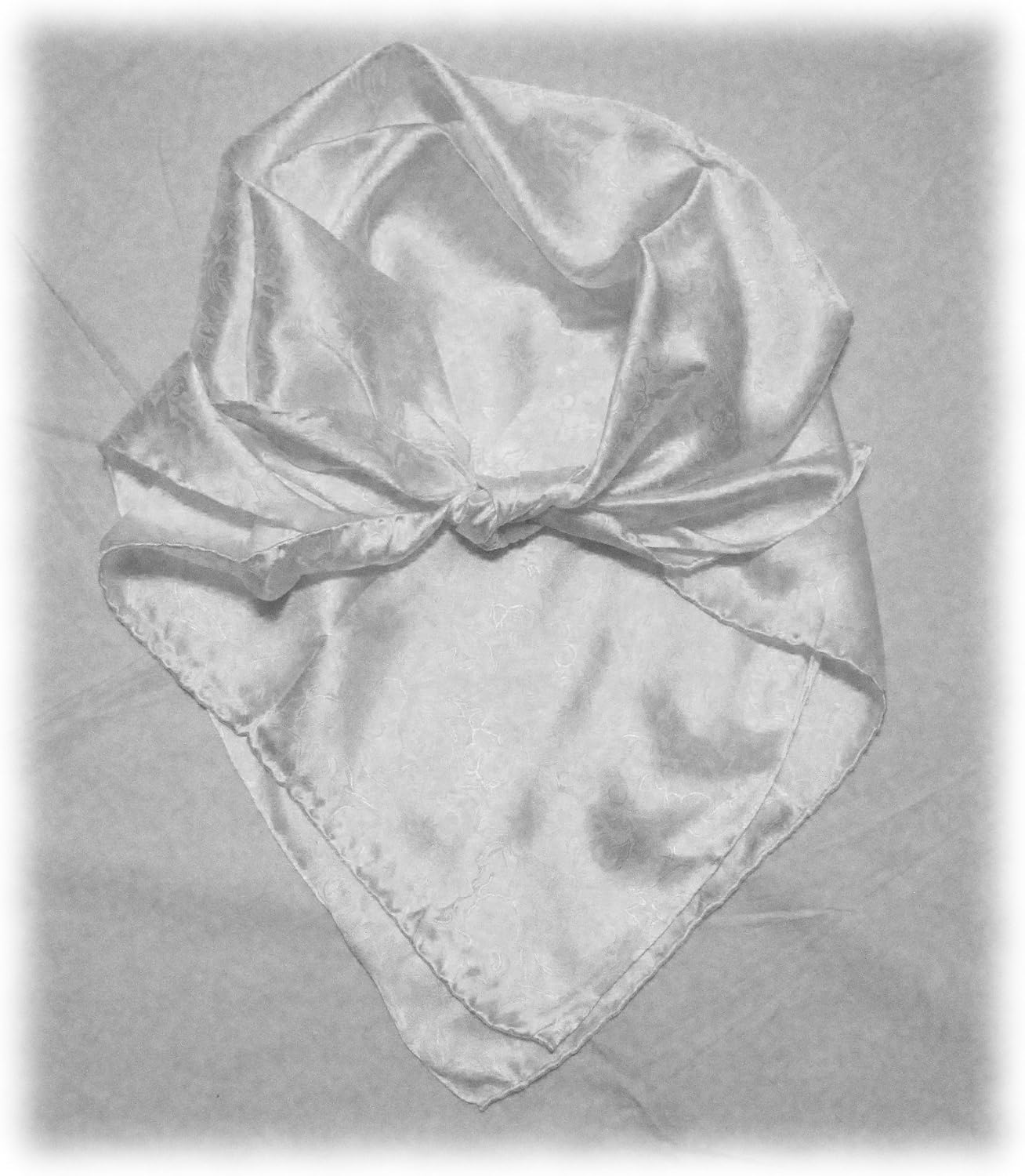 Wyoming Traders Solid Jacquard 100% Silk Cowboy Buckaroo Scarves (White) 34.5" Square