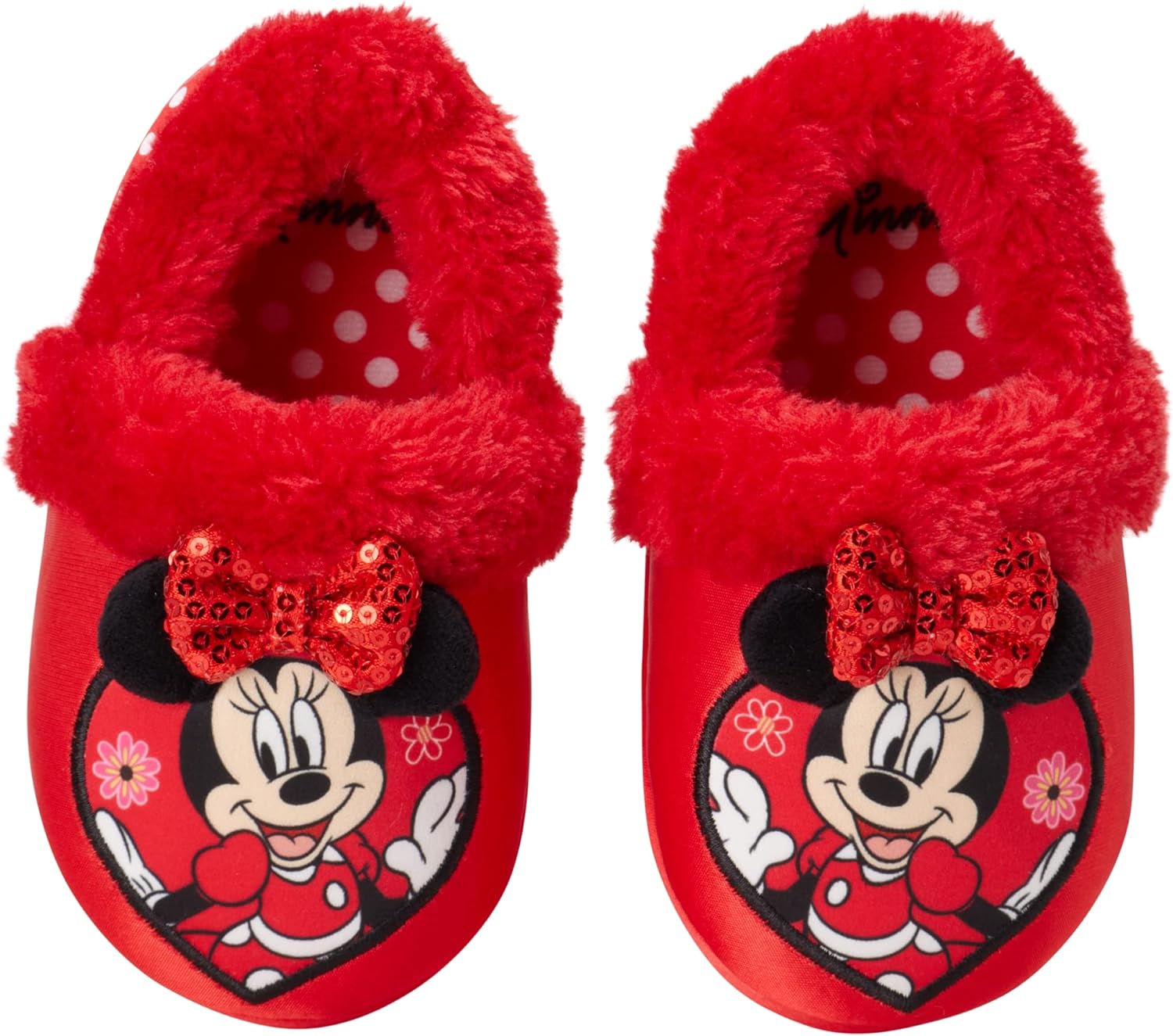 Disney Boys and Girls Soft Plush Slip-On Slippers - Minnie and Mic
