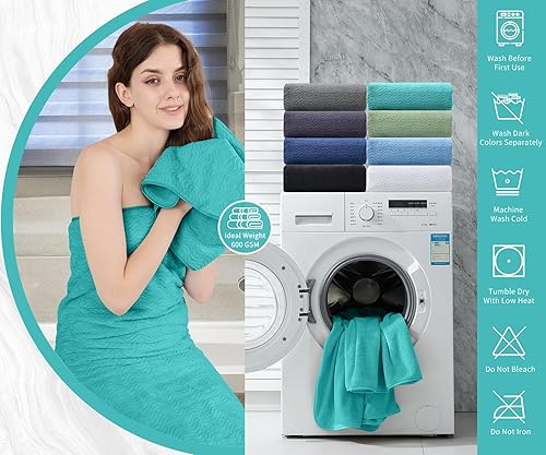 Miniatura 4 de Jessy Home Juego de 4 toallas de baño de gran tamaño de 35 x 70 pulgadas, altamente absorbentes, de secado rápido, para spa, gimnasio, hotel, ducha