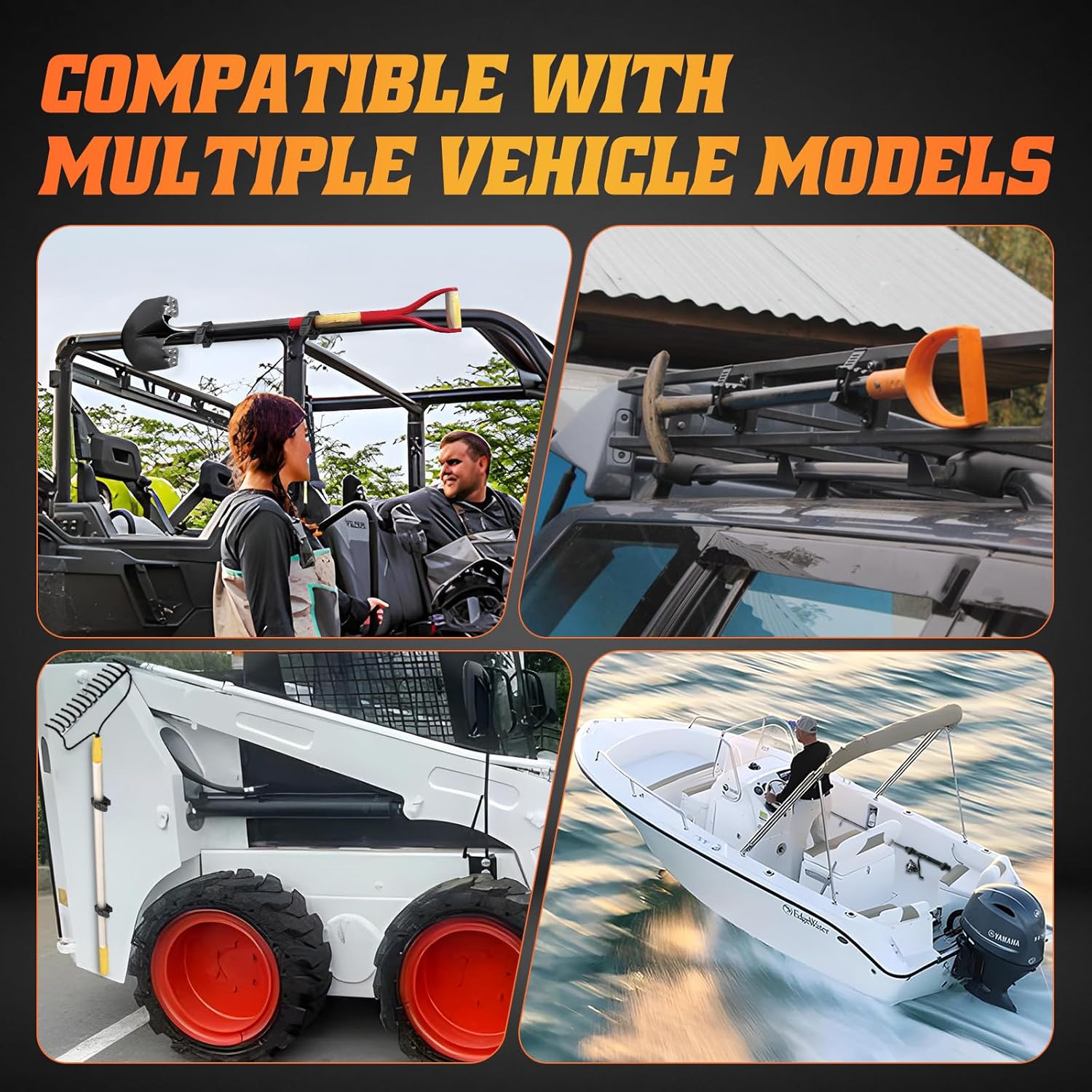 Off Road Shovel Mount Axe Mount Rubber Clamp Compatible With UTV ATV Truck Emergency vehicles Universal For Diameter Tools 1-1/7'' to 1-3/7'' 2PCS