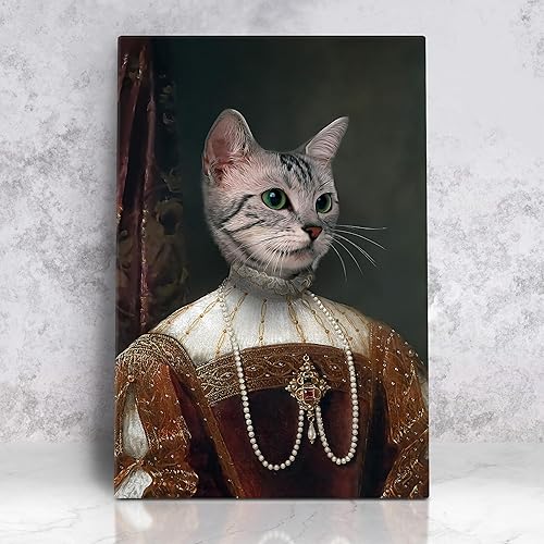 Miniatura 50 de Awesometik Impresión en lienzo personalizada retrato real de mascota a partir de foto, retrato personalizado del Renacimiento, retratos, retratos 20