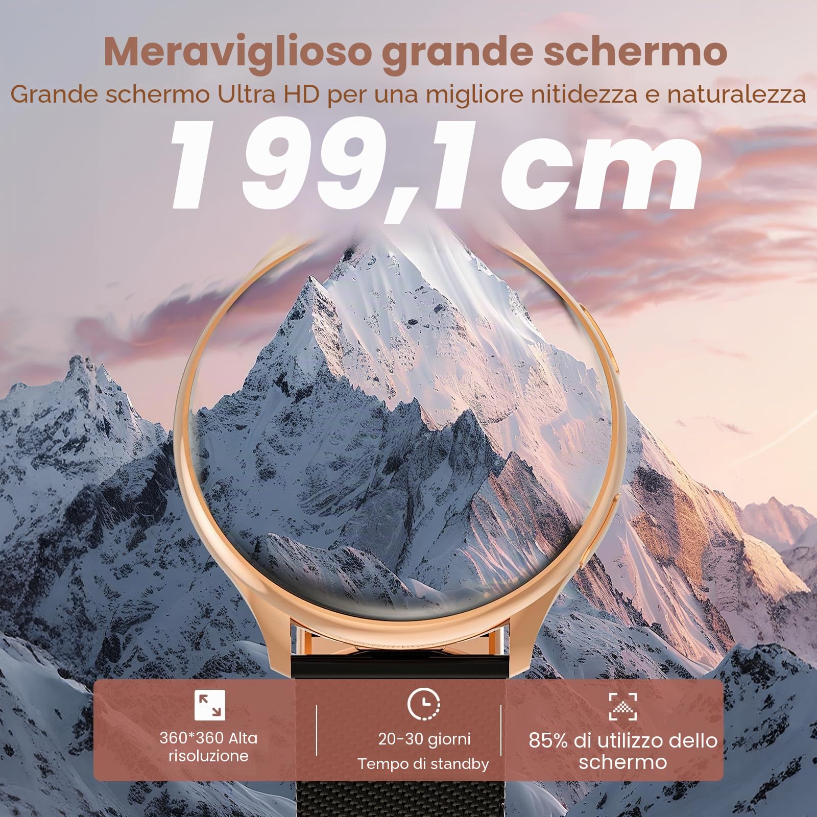 SLOKSFil Smartwatch donna con Bluetooth Chiamate, 1,39" Orologio donna rotondo SpO2/24H Cardiofrequenzimetro/Pressione Sanguigna/Sonno Contapassi 100+ Modalità Sportive per iOS Android (Oro rosa nero)