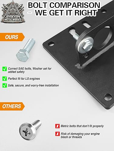 Miniatura 5 de LS - Placa elevadora de motor SBC BBC compatible con Ford 2,4 barriles Holley Spread Bore Carb placa de elevación universal del motor, negro