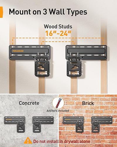 Miniatura 7 de Perlegear Soporte de pared para TV ultra delgado para televisores de marco plano y Neo QLED de 42 a 86 pulgadas, soporte de pared para TV de perfil