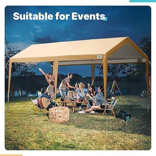 Miniatura 7 de ADVANCE OUTDOOR Cochera de acero de 10 x 20 pies con altura ajustable de 9.5 a 11 pies, toldo resistente para automóvil, garaje, fiesta, tienda de