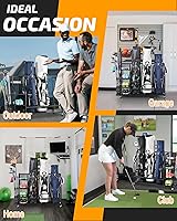 Vista 6 de PLKOW Organizador de Almacenamiento para Bolsas de Golf en Garaje, Soporte de Almacenamiento para Bolsas de Golf de Tamaño Extra Grande y Estante