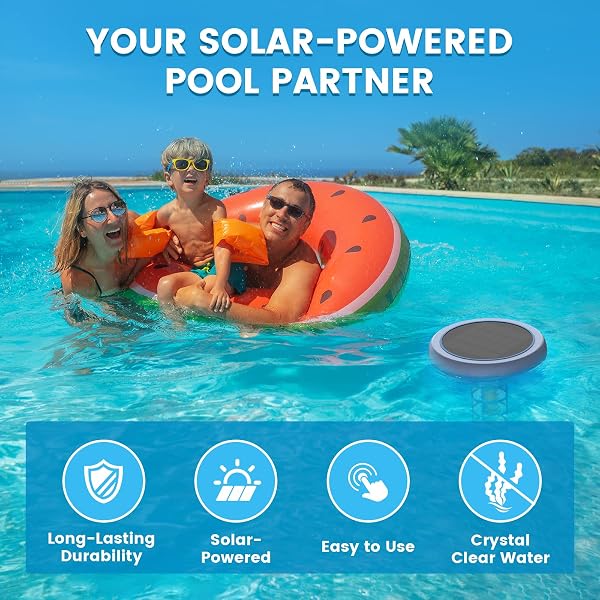 Solar Pool Ionizer, Floating Copper Ionizer for Pool Water Balance, up to 35,000 Gallons, 85% Less Chlorine, Ideal for Most Pool Types - 2