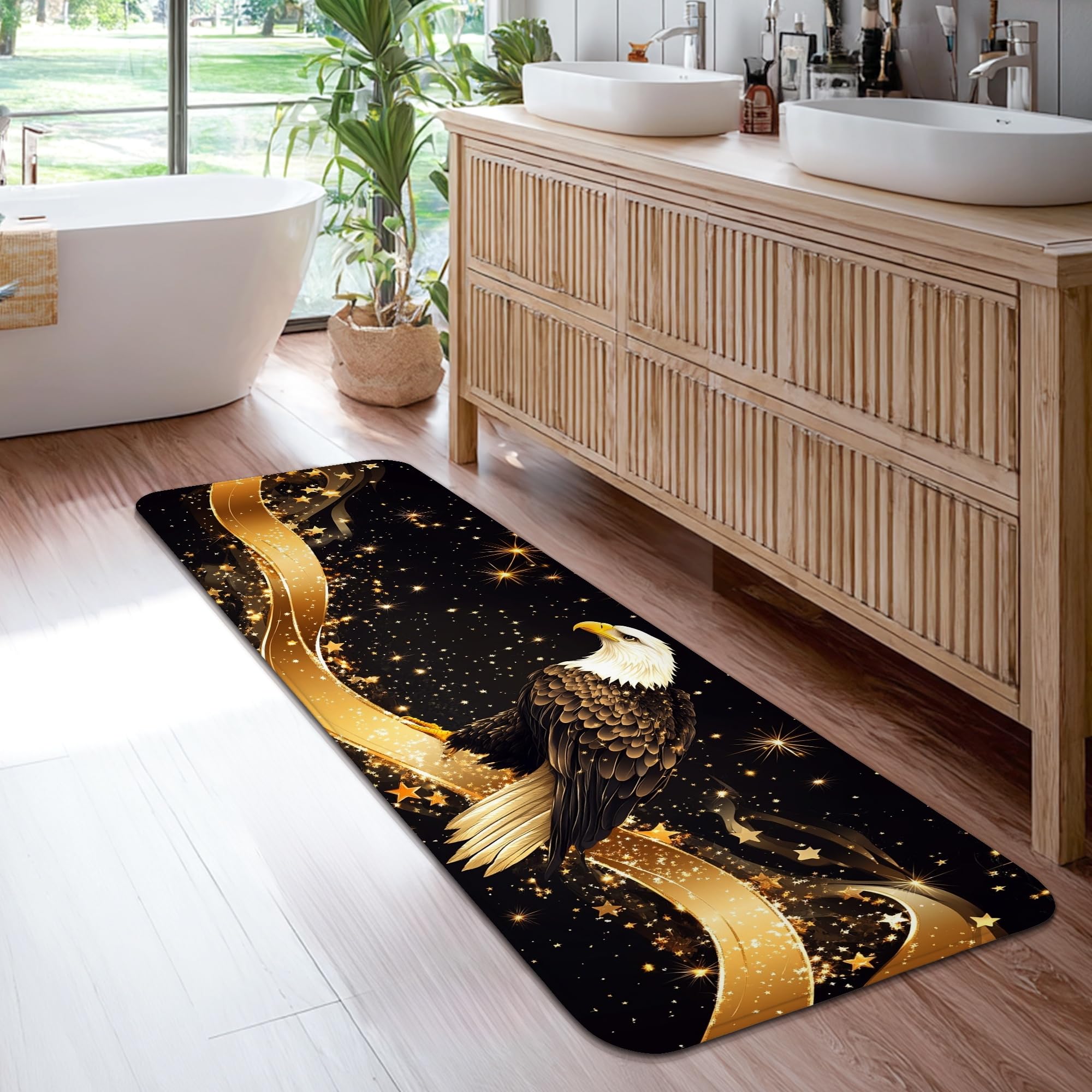 Tapis de couloir rectangulaire motif aigle pour décoration entrée moderne et cuisine 0,6x1,8