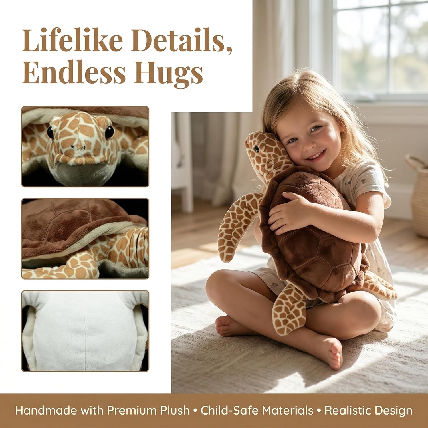 Hawksbill Turtle Plush Toy - Simulation 11.5inch Lifelike Stuffed Animals, Sea Creeping Tortoise Plushie Toys , Super Soft Plush Dolls for Kids Stuffed Model Toys, Gifts for Kids