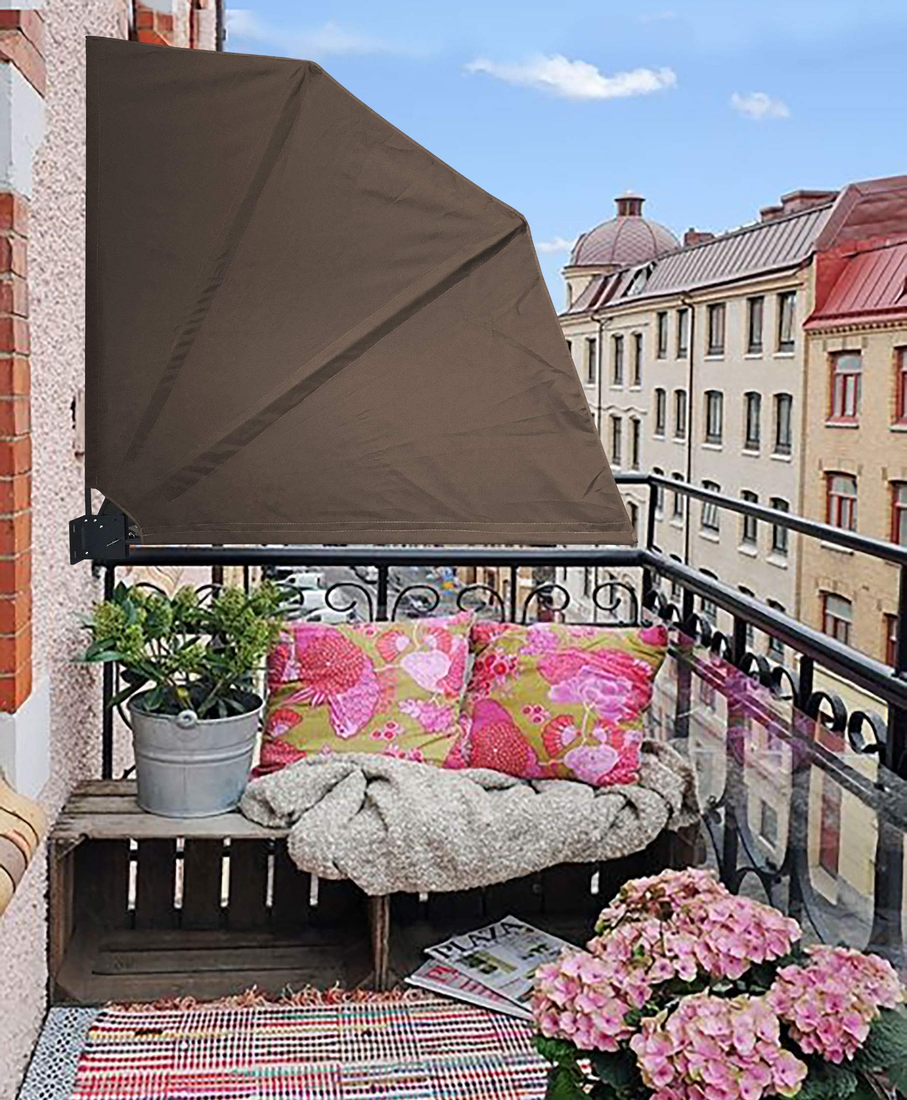 QUICK STAR Scomparti per balcone, 115 x 115 cm, colore beige, Easy Mount, protezione da sguardi indiscreti, protezione dal vento, resistente alle intemperie