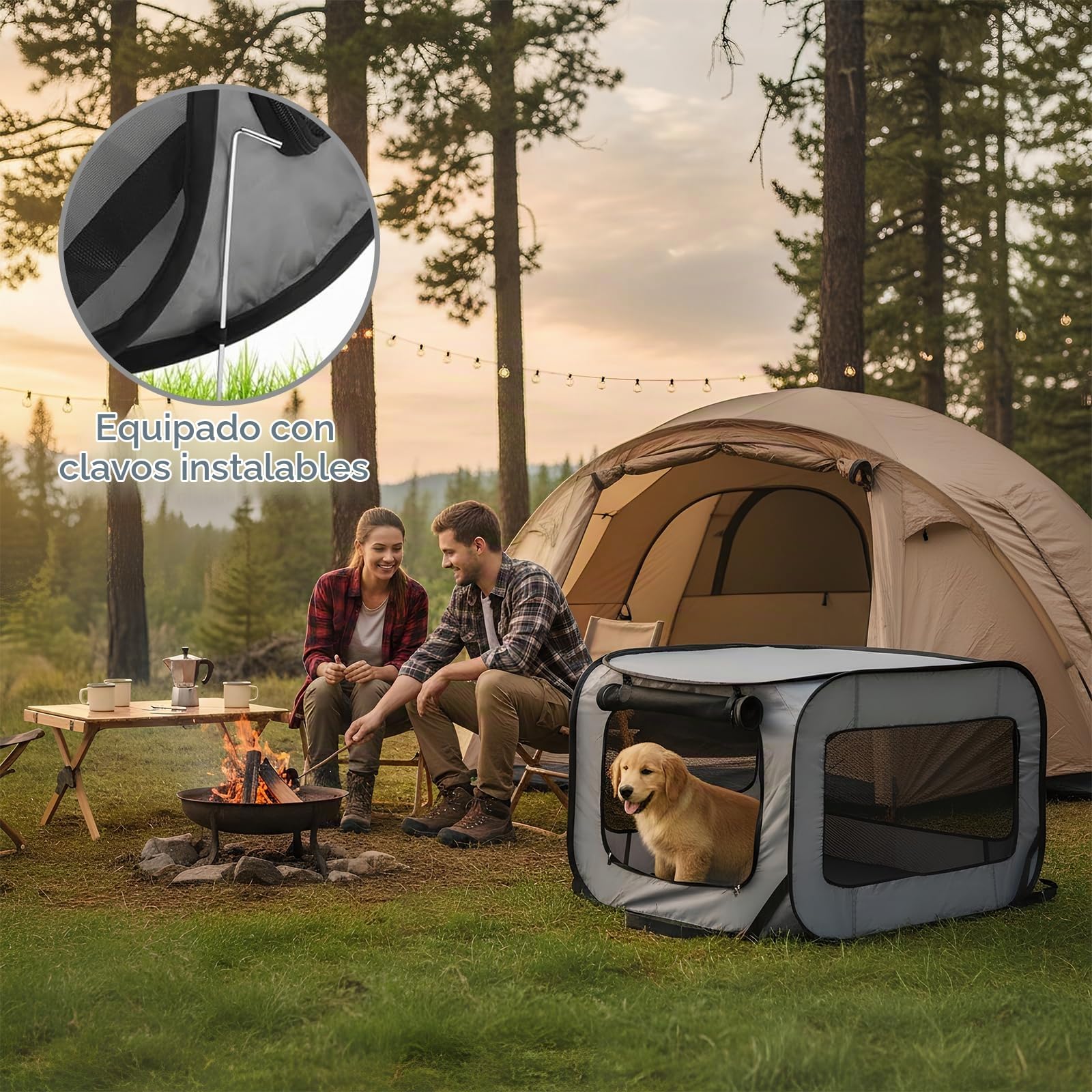 Parque Plegable y Portátil para Mascotas - Impermeable de Tela Oxford para Perros, Gatos, Conejos, Animales Pequeños - Interior y Exterior, 94 * 53 * 53 cm, Gris
