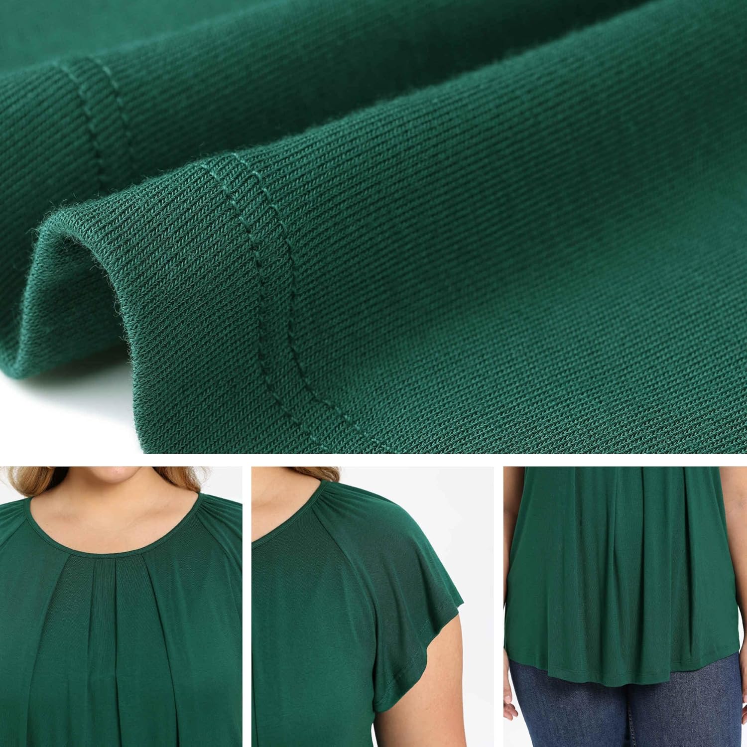 Plus Size Summer Blouse for Women Pleated Ruffle Sleeve Round Neck Dressy Loose Blouses Tops - Image 5