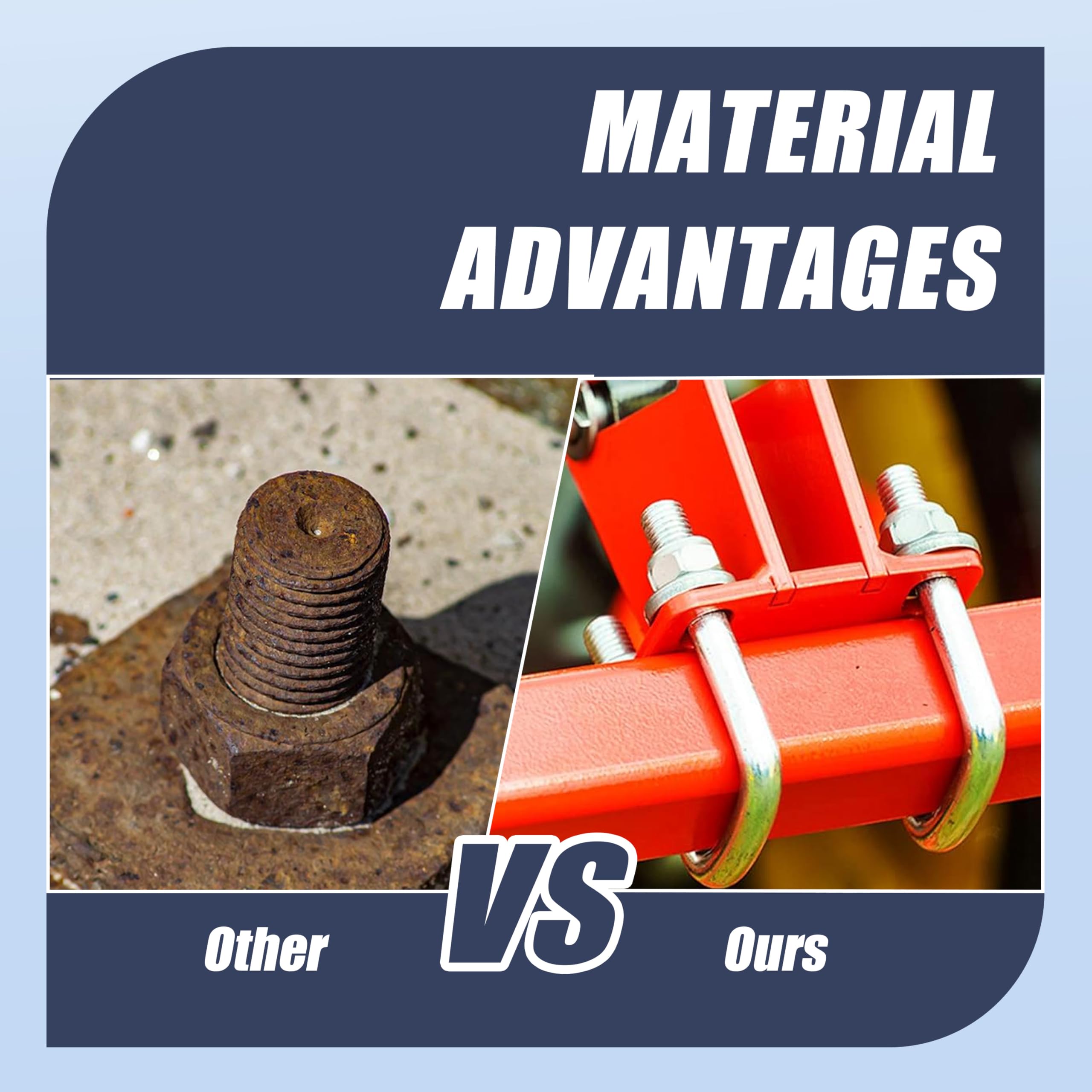 Snapklik.com : SRZTXU 8 Sets M10 Square U-Bolts,u-Bolts 4 Inch Wide,304 ...