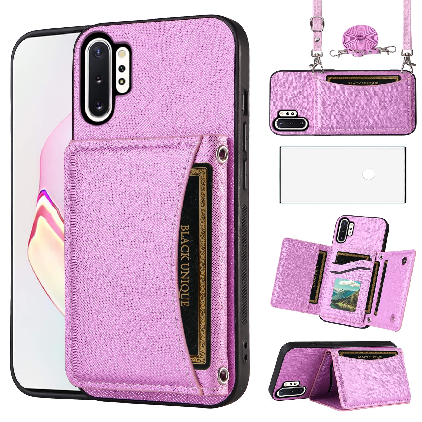 Coque Samsung Note 10 Plus étui portefeuille cuir protection écran Note10+ - 8