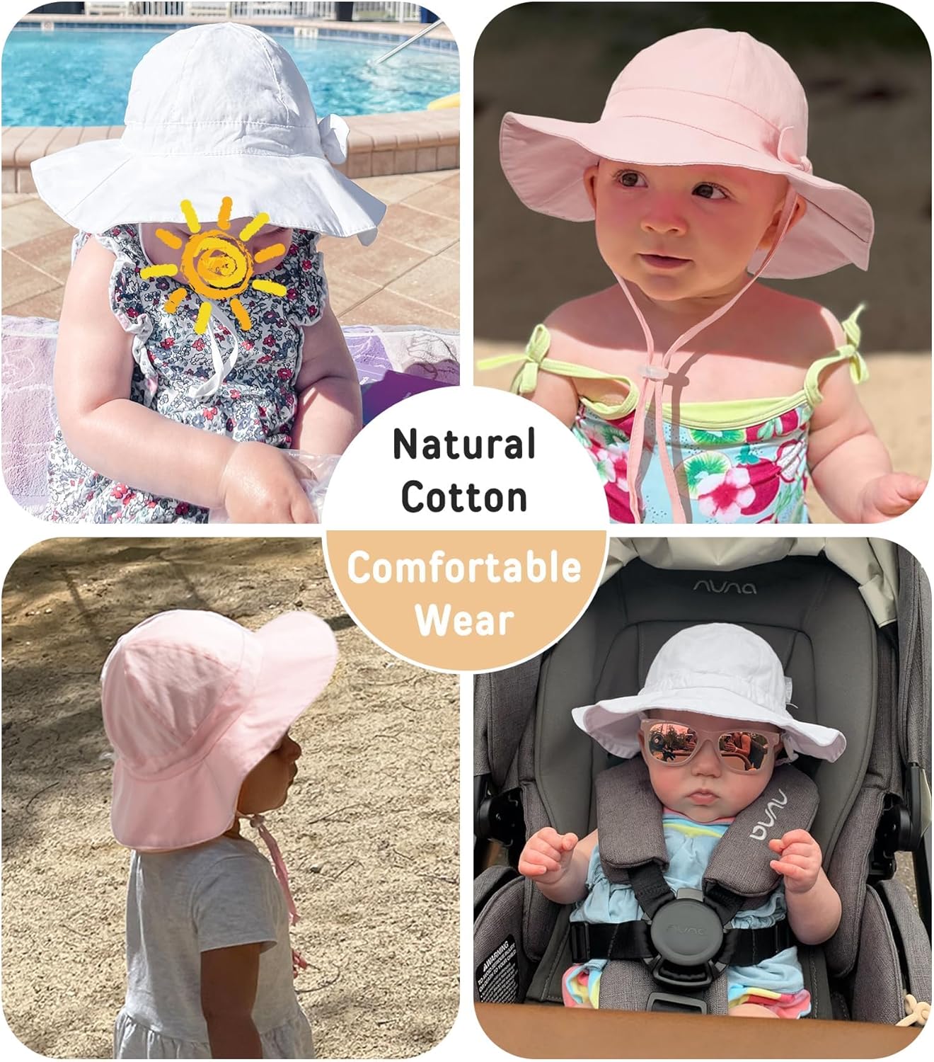 FURTALK Baby Sun Hat Toddler Beach Hats with UPF 50+ Sun Protection Wide Brim Girls Bucket Hat - Image 6