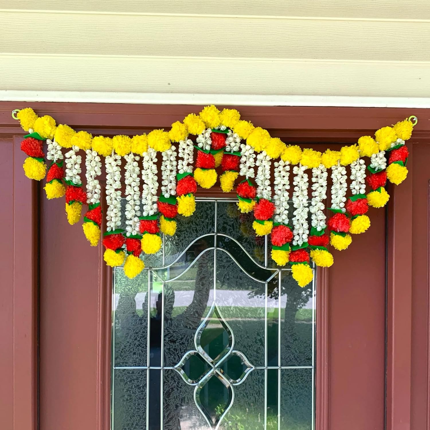LoveNspire 3 Feet Marigold Tuberrose Door Toran Hanging Valance Festival Marigold Garland Window Indoor Outdoor Decor Bandarwal Pooja Wedding Favor Diwali Decor
