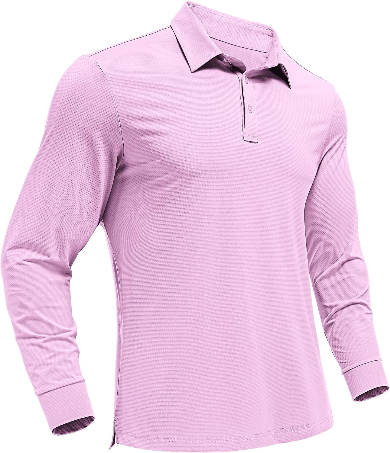 PINSPARK Mens Moisture Wicking Collared Shirts Long Sleeve Golf Polo Shirts
