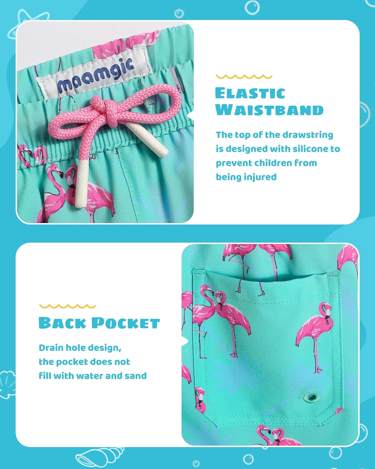 MaaMgic Boys Swim Trunks with Compression Liner Toddler Stretch Quick Dry Swim Shorts Quick Dry 2 in 1 Beach Shorts - Image 3