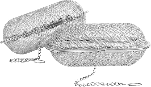 Yoassi 2pcs Tea Filters, 304 Stainless Steel Herb Spices Infuser Tea Strainers for Loose Tea, Herbal Tea, Fine-Meshed Tea Diffuser with Chain, Sieve Ball for Teapots