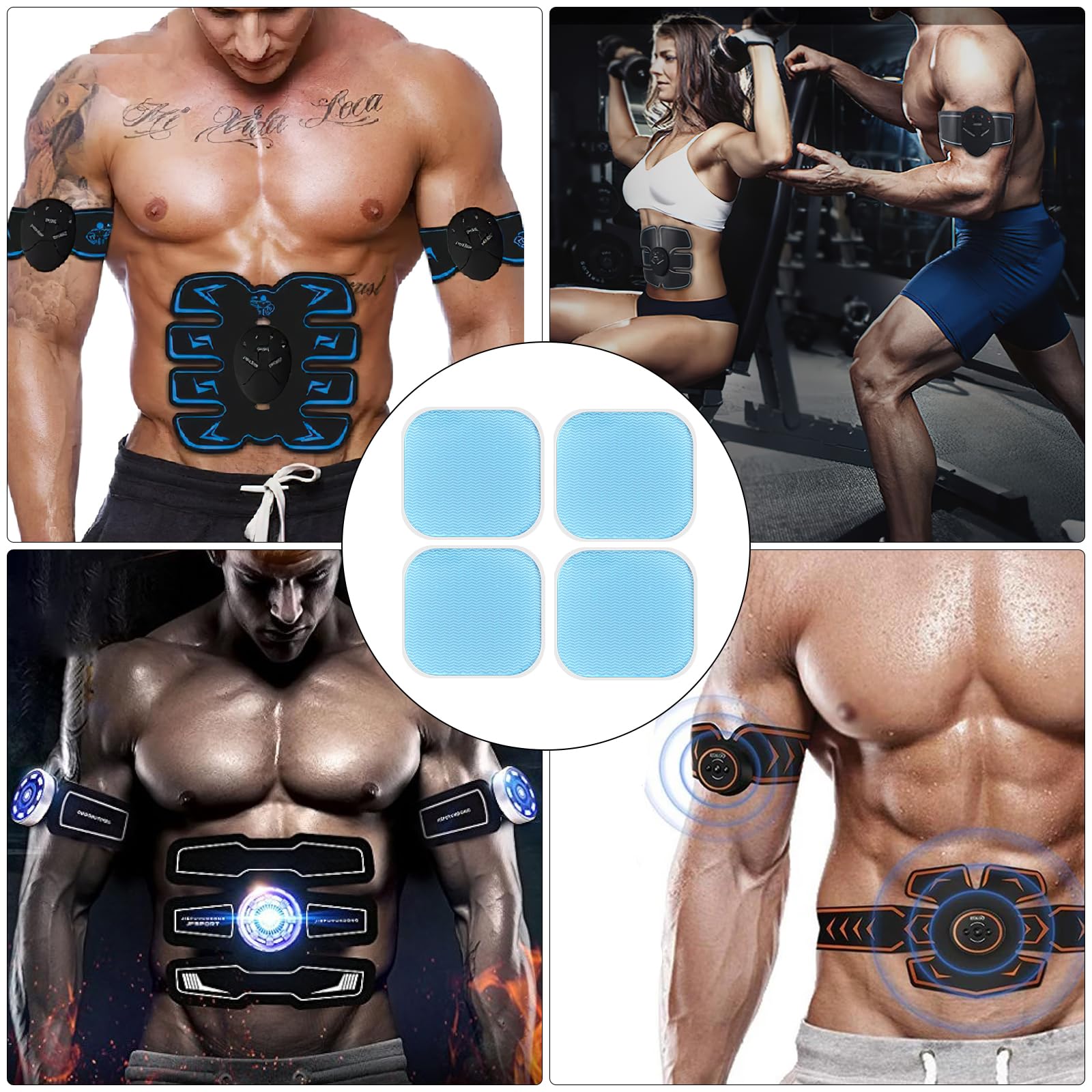 VOSSOT Pack de 12 Almohadillas de Gel EM 59 para Entrenador,Almohadilla de Gel EMS,Almohadilla de Repuesto de Hoja de Gel ABS para Entrenador,Almohadillas de Gel Multifuncionales