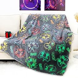 OHOIT Gamer Gifts for Teen Boys Kids Gaming Controller Toys - Glow in The Dark Blanket Gamepad Gifts for 2 4 6 8 10 11 Year Old Boys - Game Room Decor for Men Son Boyfriend Birthday Christmas 50"x60"