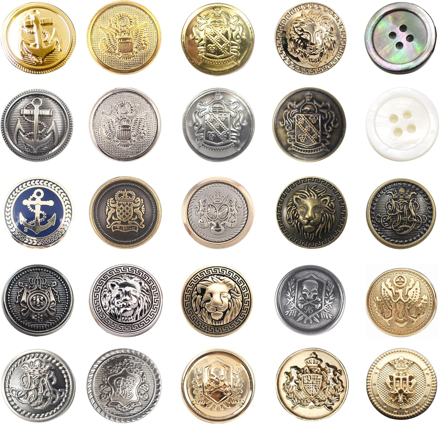 KENDANY 11 Piece Antiqued Bronze Metal Blazer Button Set - Crown Lion- for Blazer, Suits, Sport Coat, Uniform(Bronze 15MM-20MM)(0.59in-0.79in)