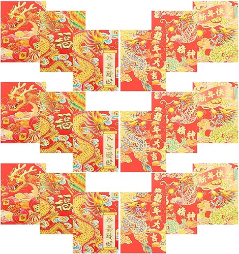 Didiseaon Sobre rojo chino 2024: Año Nuevo lunar Hong Bao Año del dragón Bolsillos de dinero bendición sobre de vacaciones Bolsas de dinero para Año