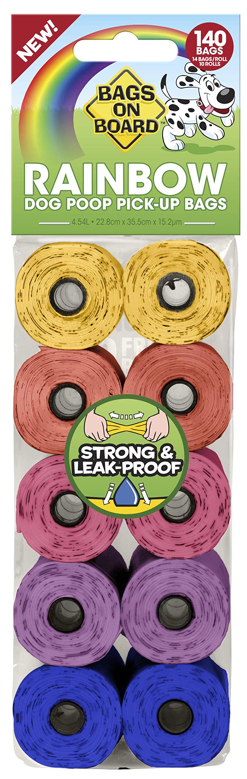 Rainbow Dog Poop Bags - 140 Leak-Proof, Tear-Resistant Disposable Bags