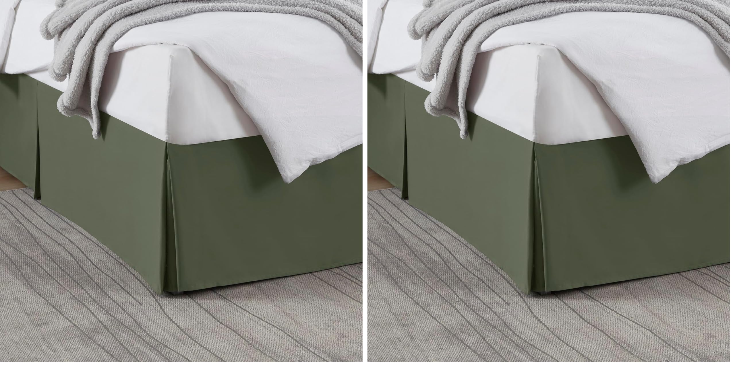 Nestl Olive Green Bed Skirt King Size - King Bed Skirt 14 Inch Drop - Brushed Microfiber Bed Skirts - Hotel Quality Pleated Bed Skirt - Shrinkage &amp; Fade Resistant (Pack of 2)