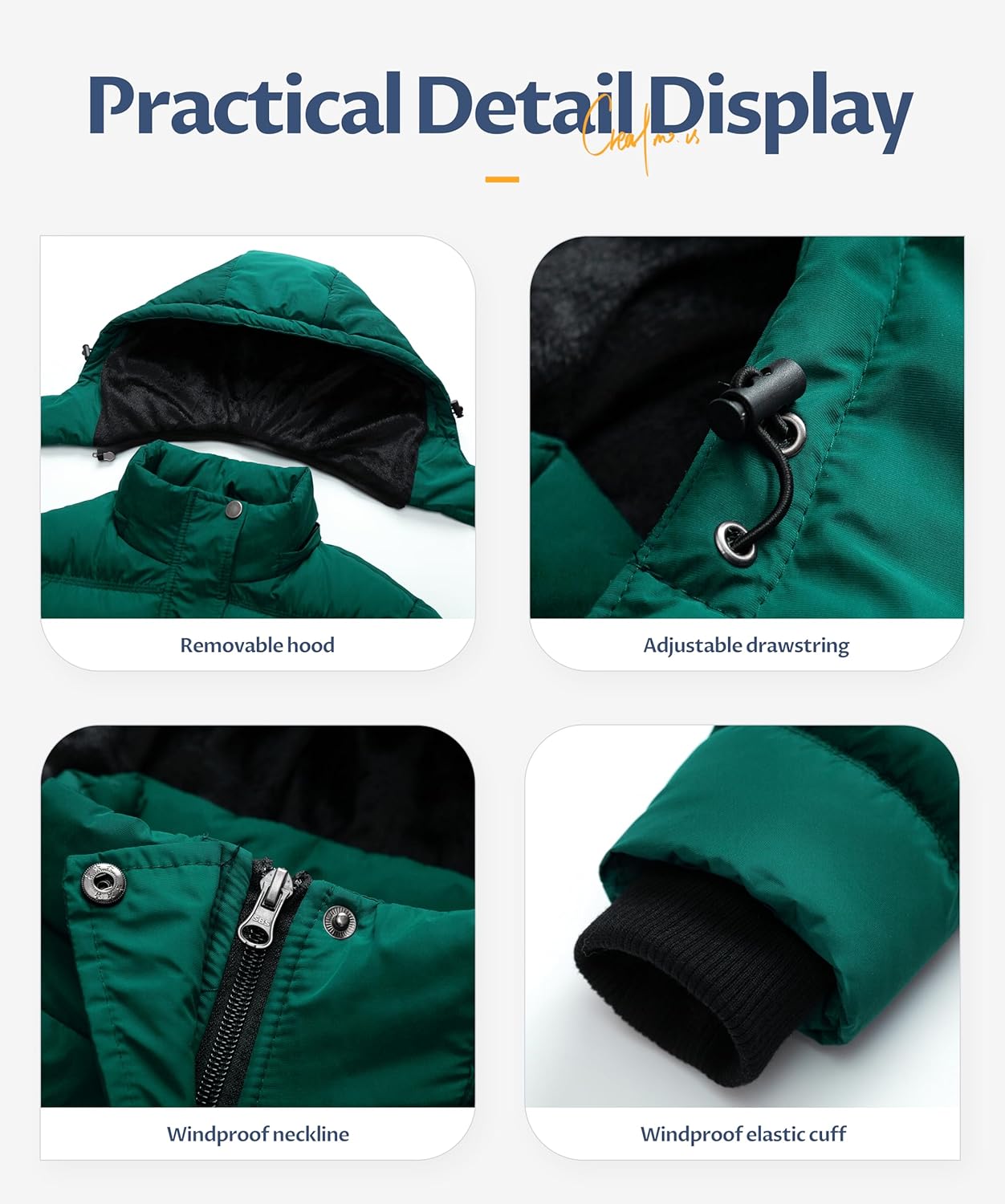 CREATMO US Women's Warm Winter Coat Waterproof Ski Jacket Padded Puffy Overcoat With Detachable Hood - Image 6