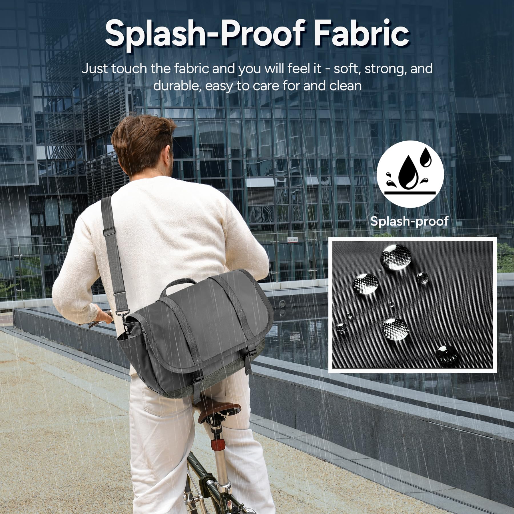 travel inspira Borsa a tracolla per uomo/donna, antifurto, leggera, da uomo, per computer portatile da 16 pollici, resistente all'acqua, borsa a tracolla per computer, lavoro, ufficio, università, con