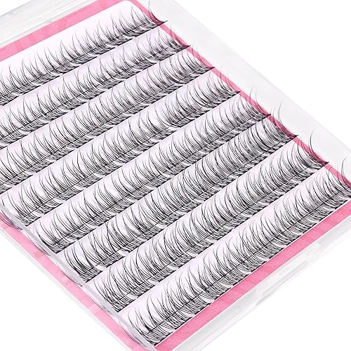 Fox Eye Lash Clusters Brown Eyelash Clusters Soft Feathery Cluster Lashes Left & Right Cluster Eyelash Extensions L-Curly Lash Individuals 120 Pcs DIY Lash Extensions by Mavphnee(Natural)