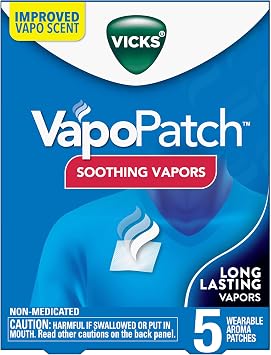 Vicks VapoPatch, Wearable Mess-Free Aroma Patch, Soothing & Comforting Non-Medicated Vicks Vapors, for Adults & Children Ages 6+, 5ct